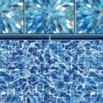 Blue tiles with flower-like patterns
