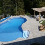 Blue Terrazzo liner installed to a swimming pool