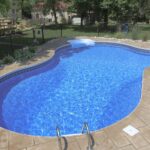 Grand liner installed to an oval swimming pool