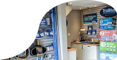 Summertime Pool Services in-store water testing centre.
